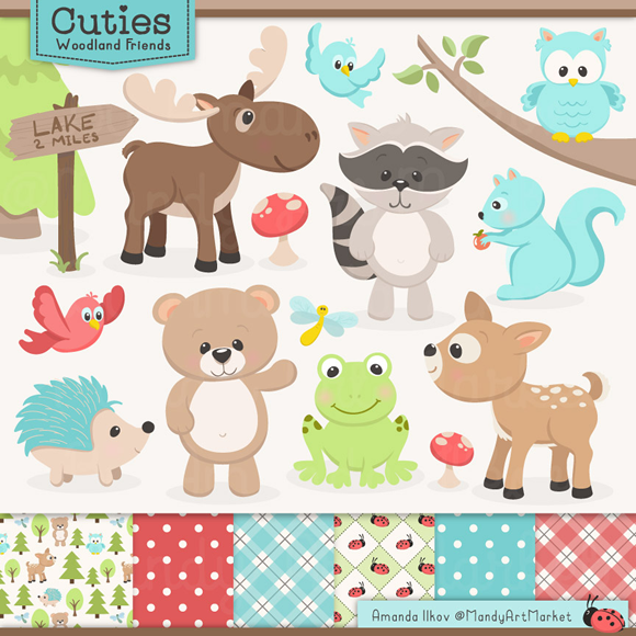 Premium Set Filled with 87 Clipart, Digital Papers  Vectors for 