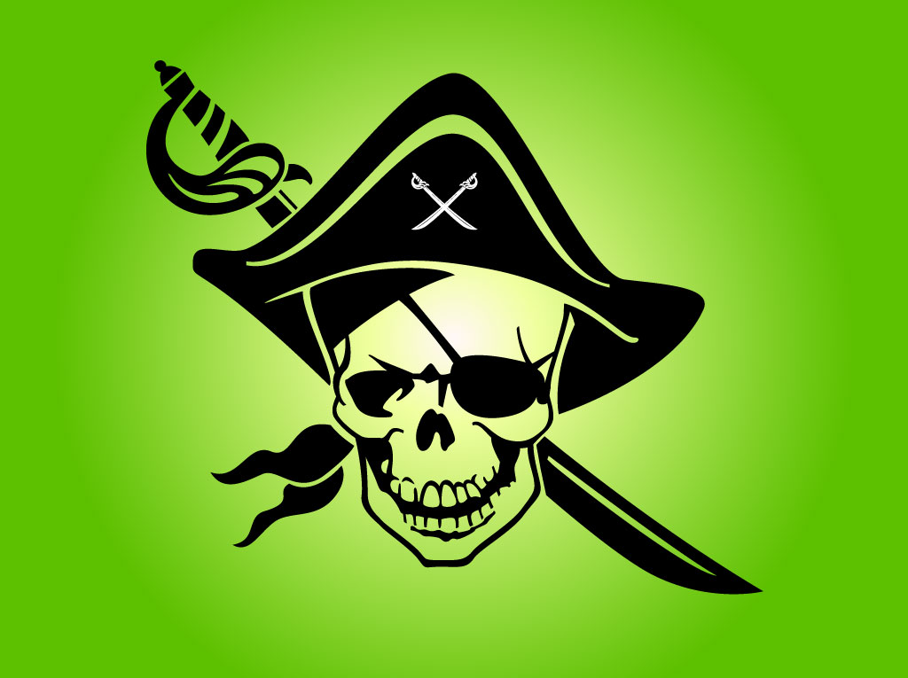 Green pirate skull clipart 