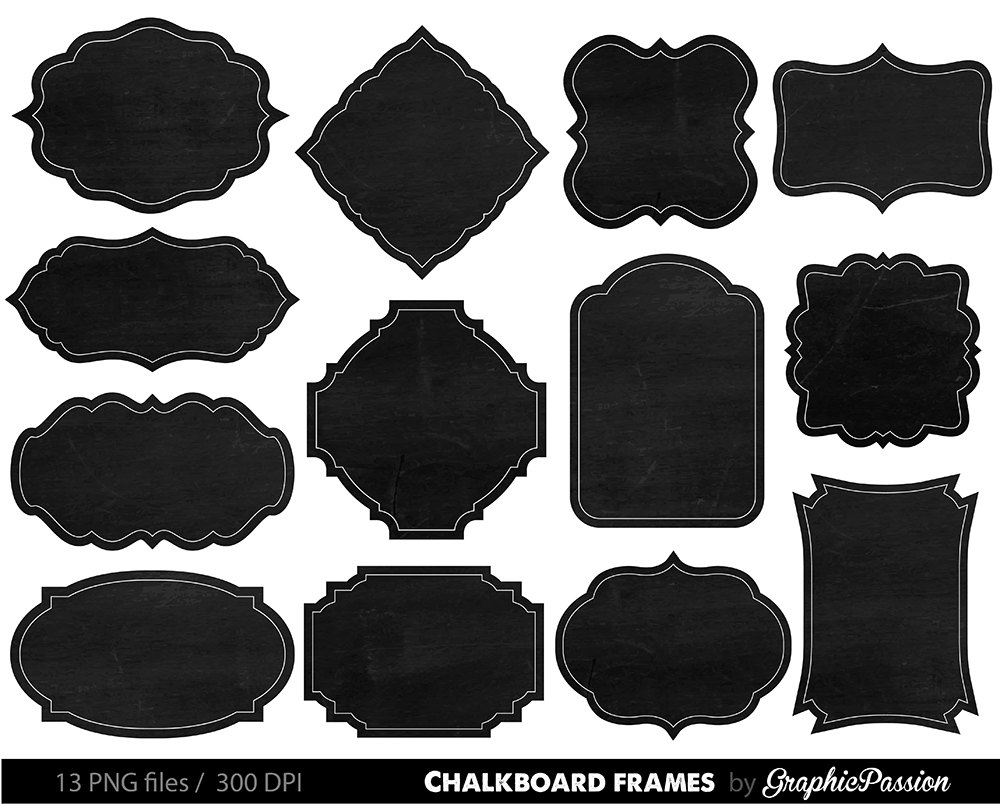 Chalkboard Frame Border Clip Art Chalk Clipart by GraphicPassion 