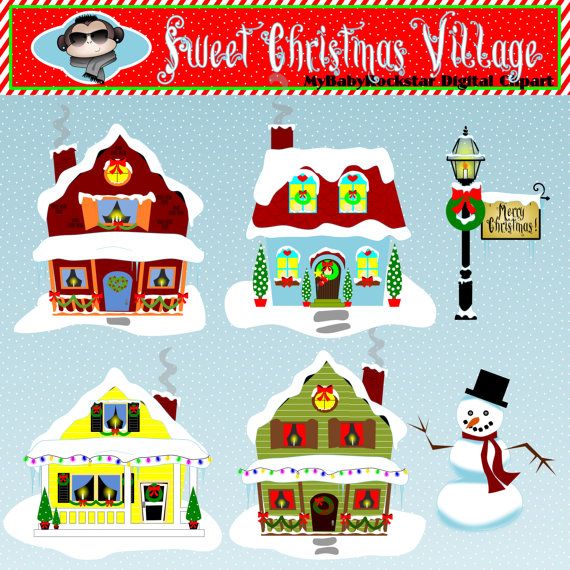 Christmas village clipart 