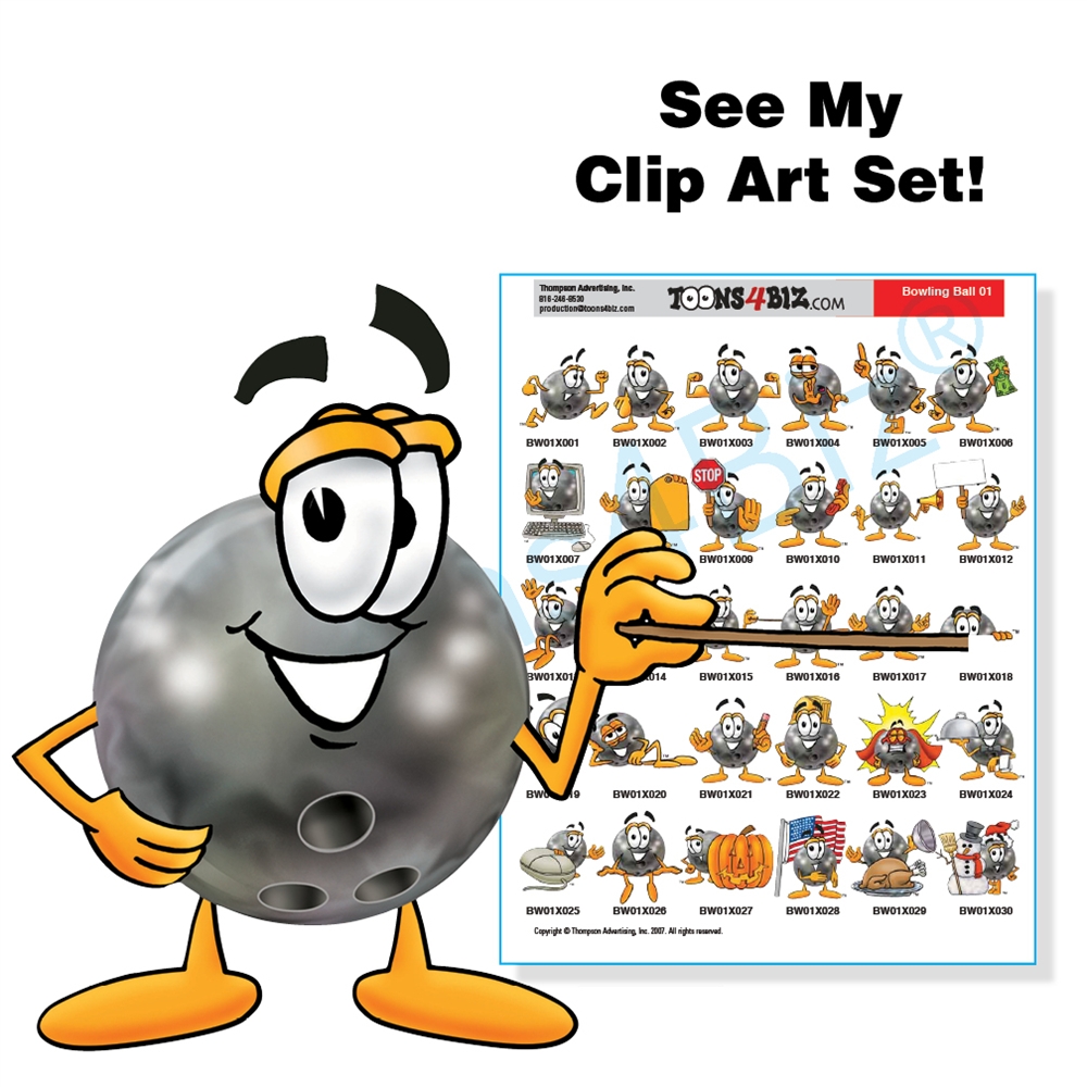 Bowling Ball Mascot Clip Art Set 