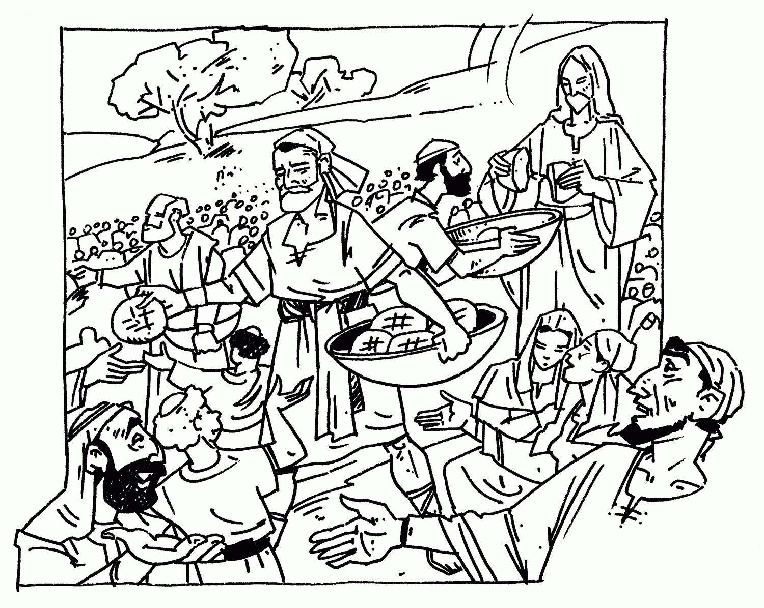 Jesus feeding 5000 clipart