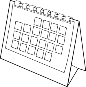 Calendar page clipart black and white 