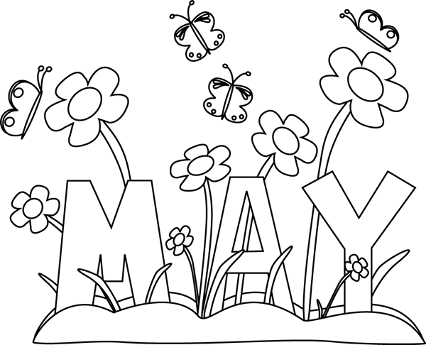 May calendar clipart black and white 