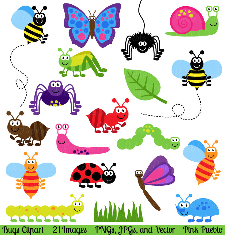 Four Insects Clipart 