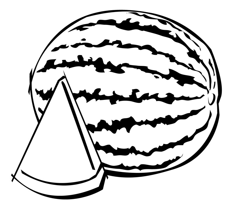 Clipart of watermelon black and white 