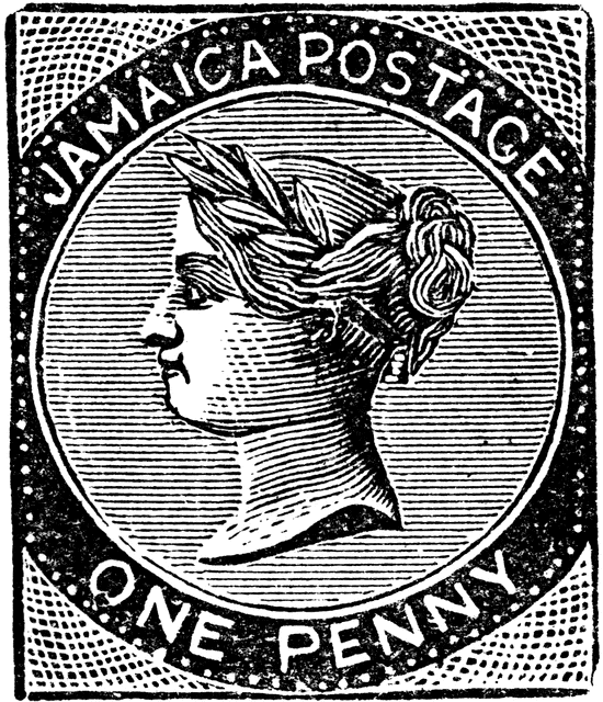 Jamaica One Penny Stamp, 1858 