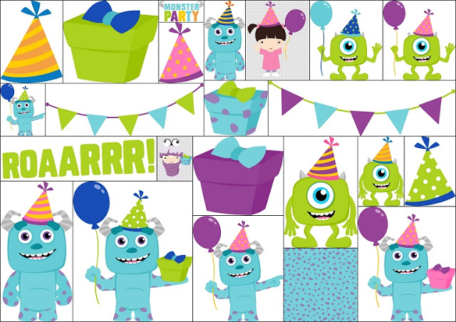Baby Monsters Party Clipart. 