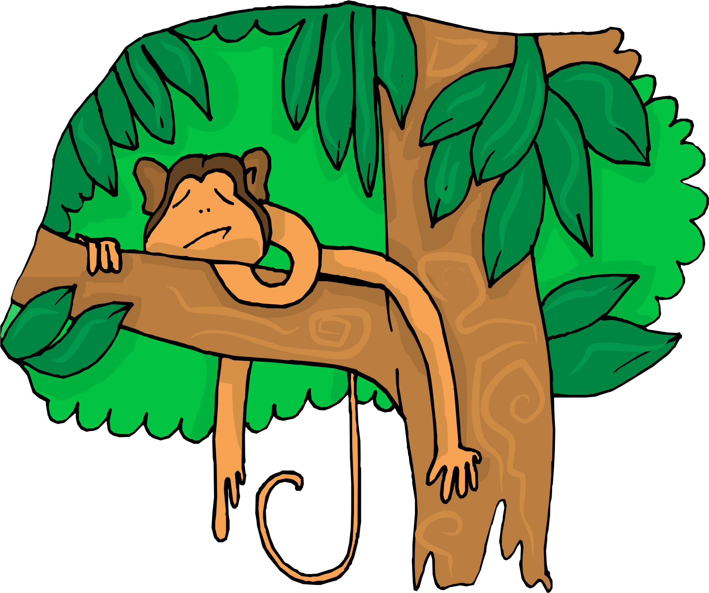animated monkey on tree - Clip Art Library