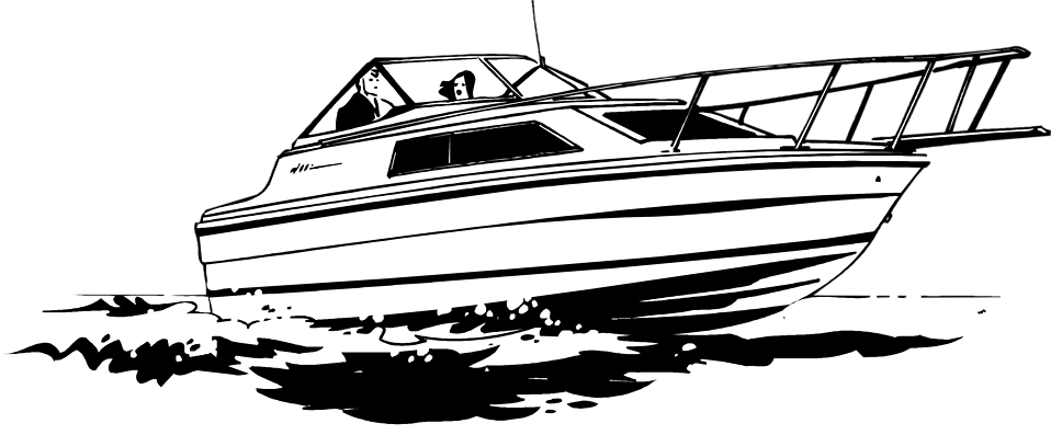 Motor boat on the water clipart 