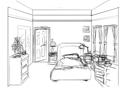 Clip Art Black And White Bedroom Clipart 