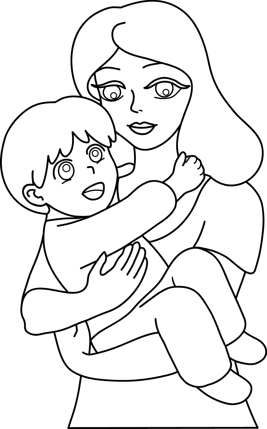 Clipart black and white mother 
