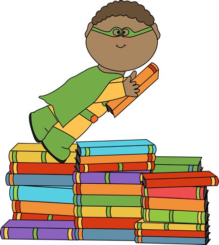 Superhero flying with a book from MyCuteGraphics 
