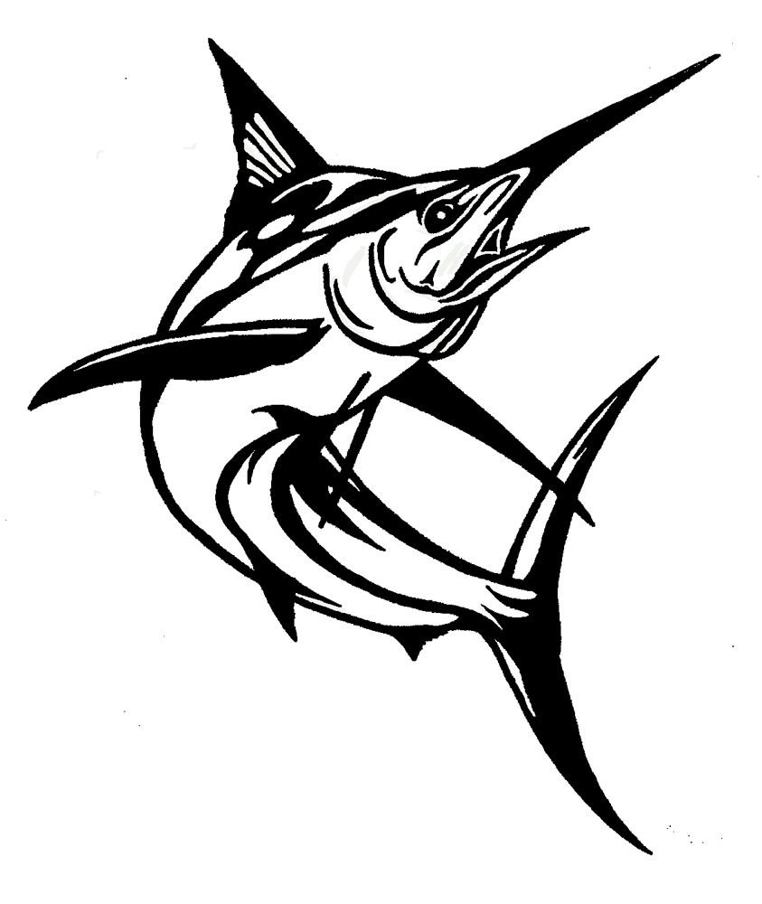 Marlin clipart black and white 