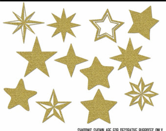Glitter gold star clipart 