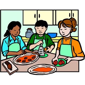 Cooking class students clipart 