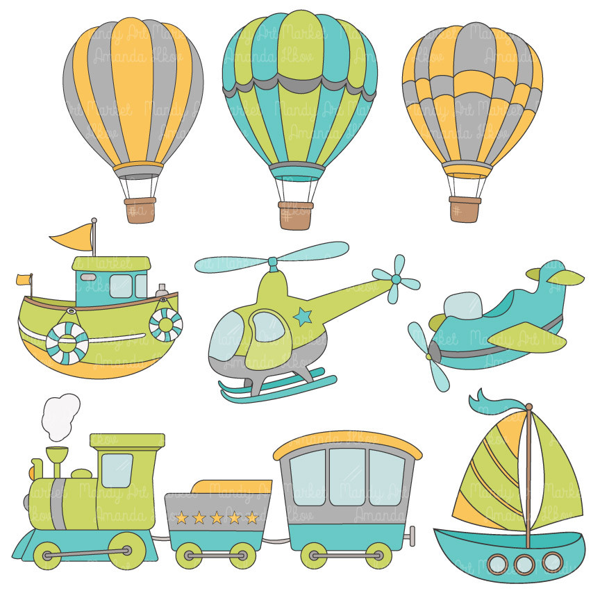 On the Move Boys Transportation Clipart  Patterns – Mandy Art Market 