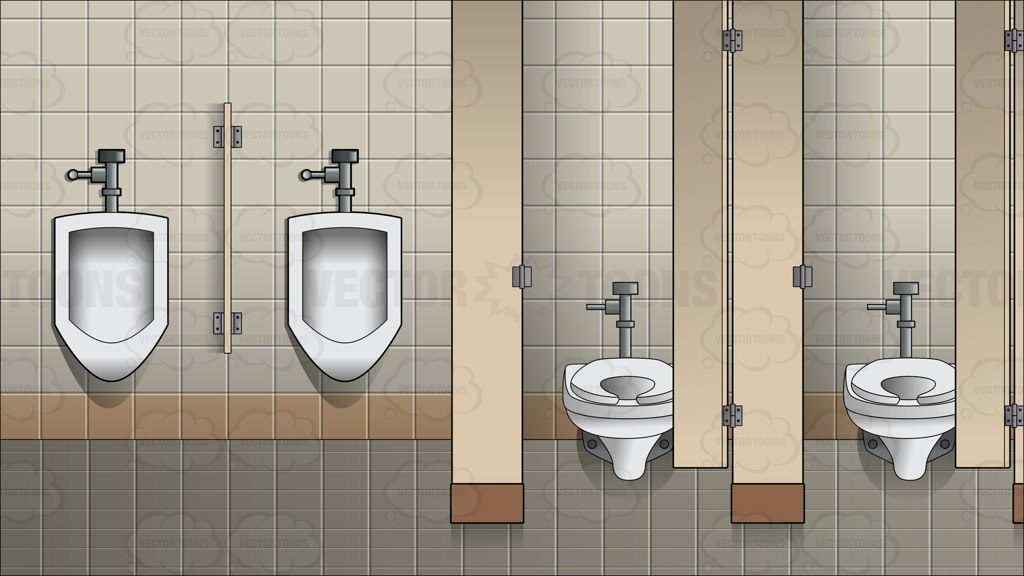 Cartoon Clipart The Interior Of A Mens Public Bathroom 
