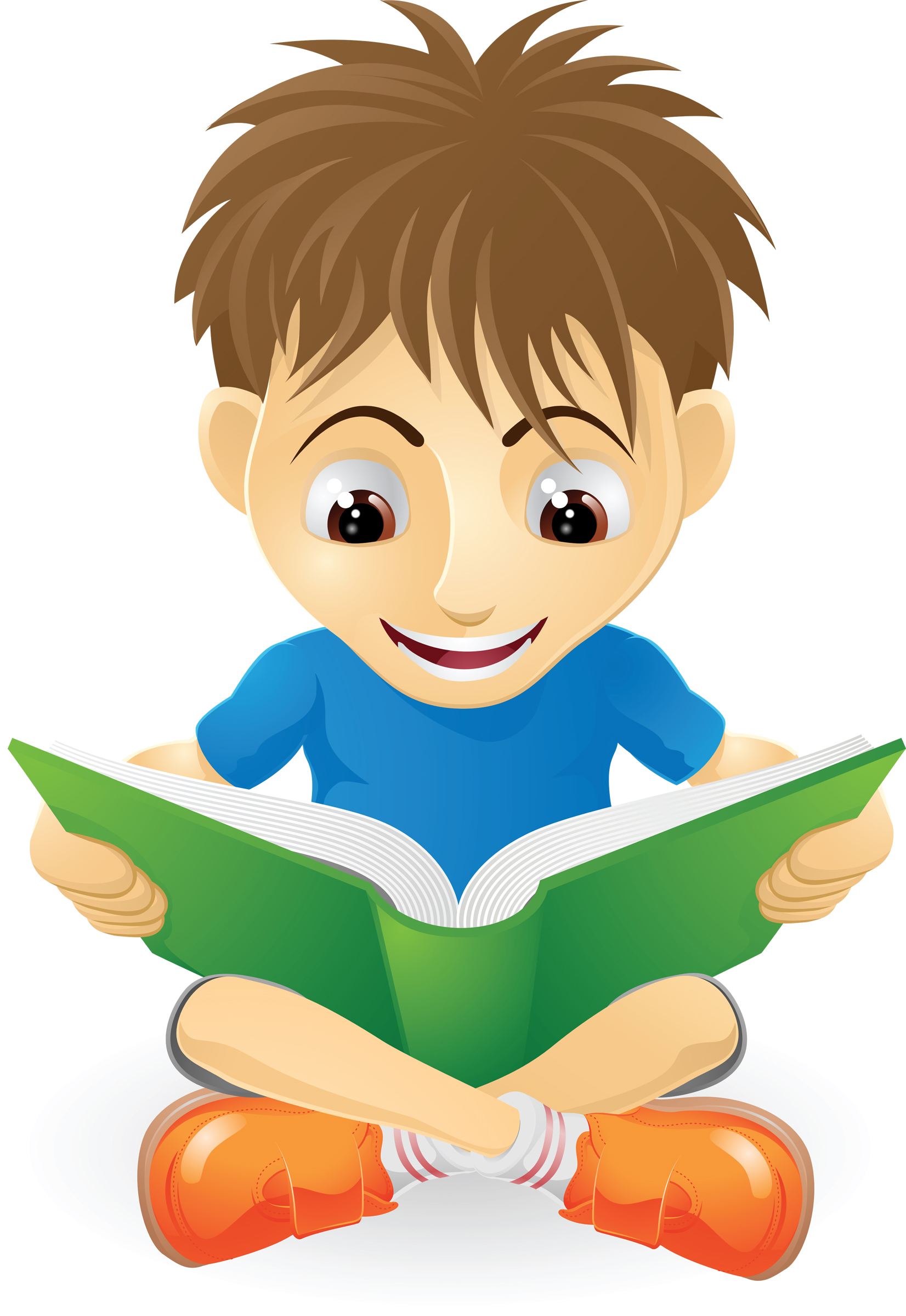 clipart boy and girl reading