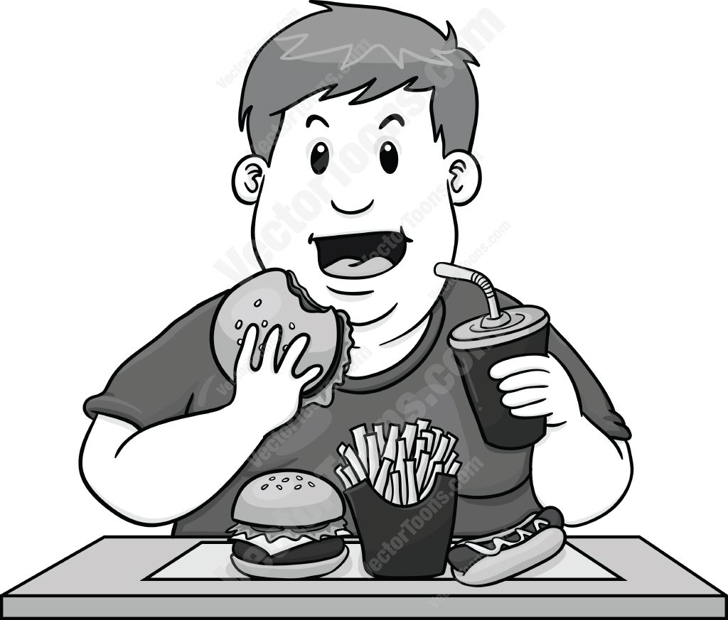 Eating Junk Food Clipart Black And White Clip Art Library
