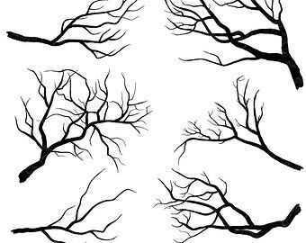 Birch Tree Clip Art, Winter Forest, Tree Branch ClipArt Outlines 