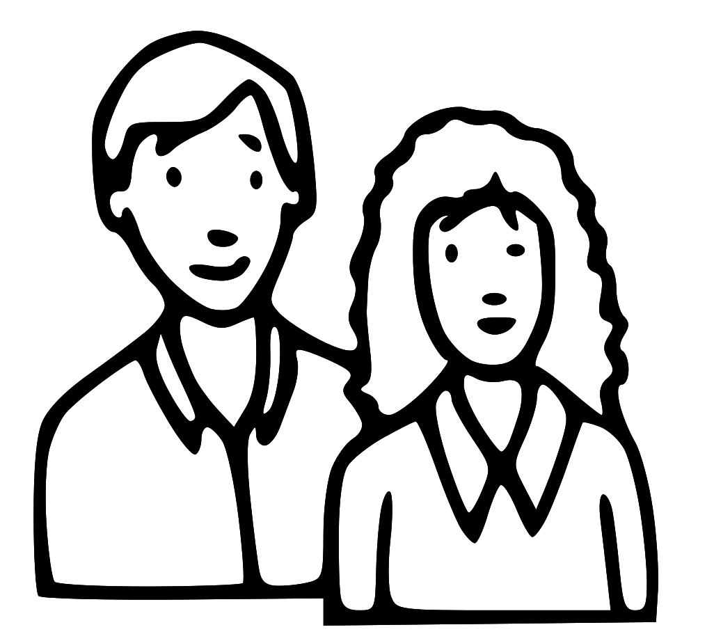 Mother and father clipart black and white 
