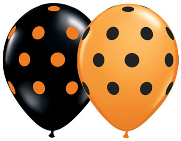 balloons, Halloween,party, polka dot balloons, kids, parties 