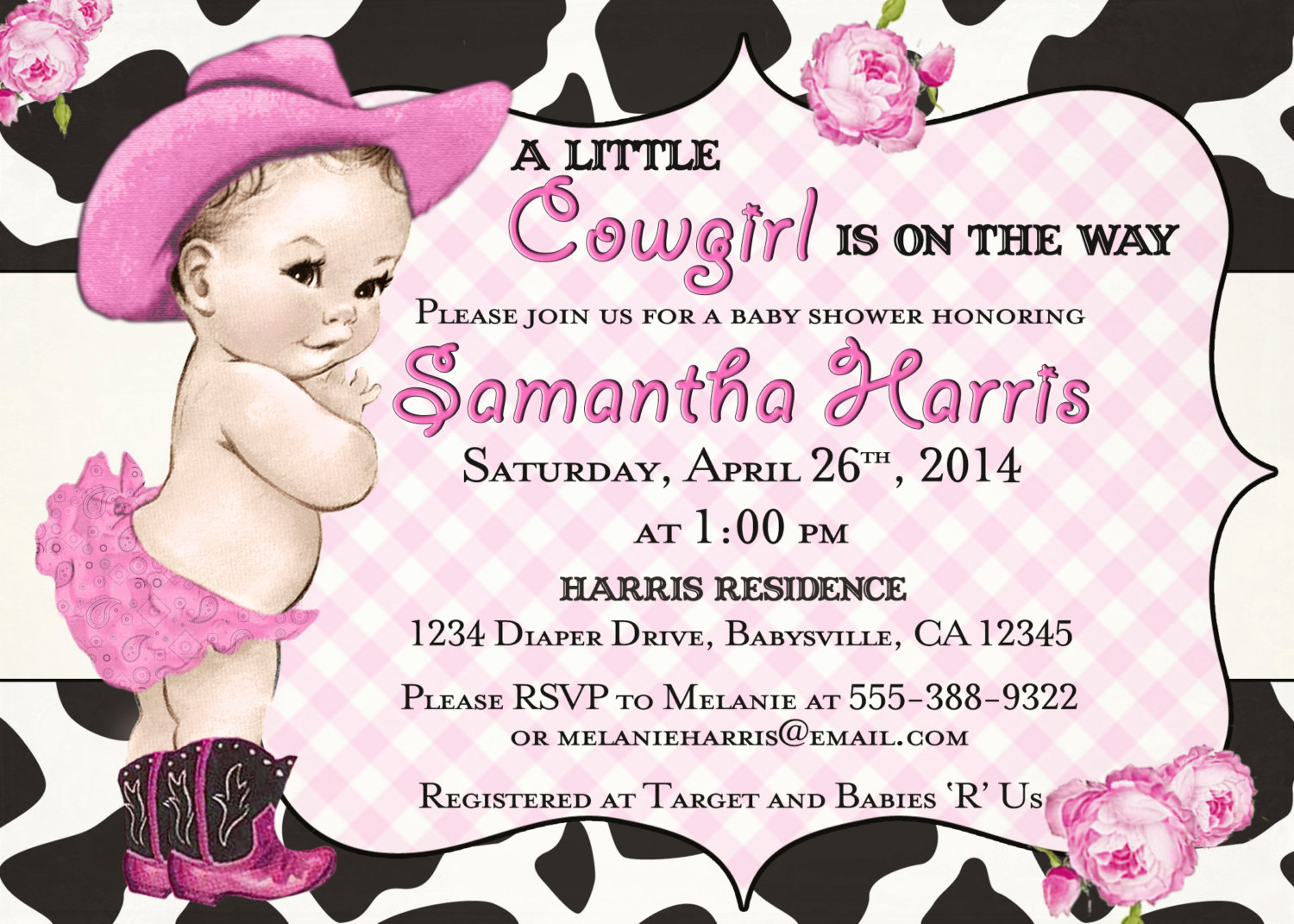 Cowgirl Baby Shower Invitation For Girl Vintage by jjMcBean 