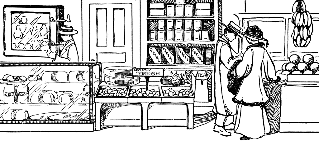 Grocery store clipart black and white 