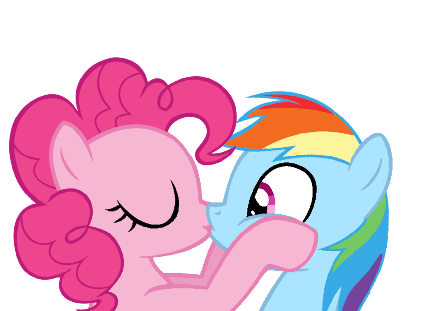 Pinkie Pie kiss Rainbow Dash 