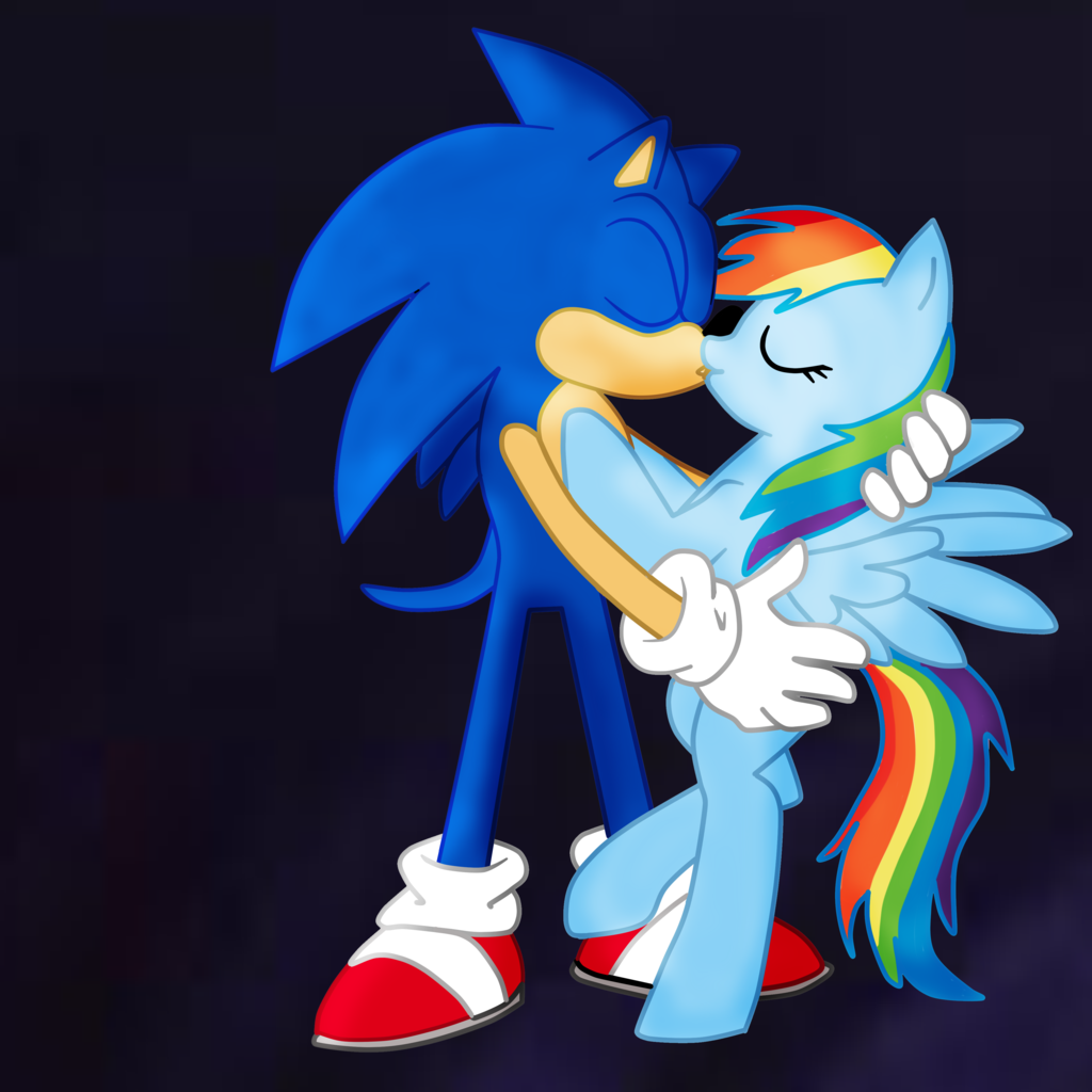 sonic and rainbow dash kiss