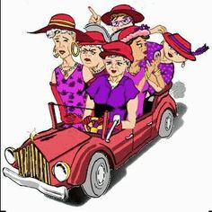 Ladies Red Hats Cartoon Clipart 