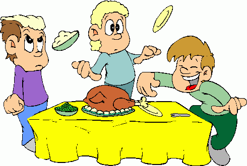 Dog and cat fighting over food clipart for children 