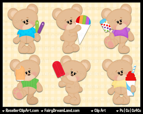 Summer Treat Bears Clip Art Commercial Use by ResellerClipArt 