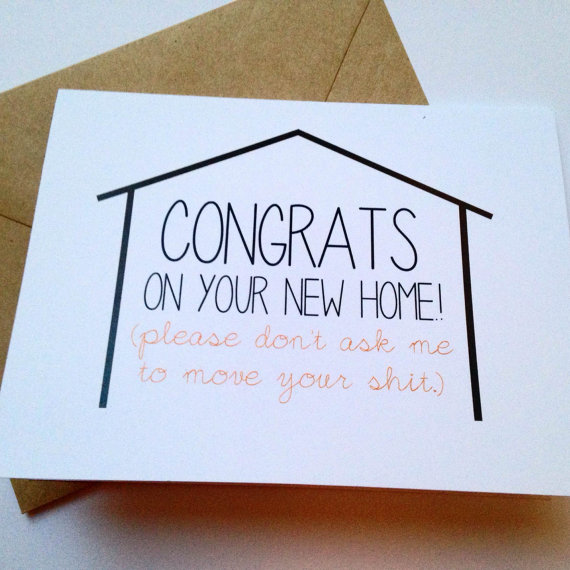 Moving Congratulations Card / New Home Card / Funny by BEpaperie 
