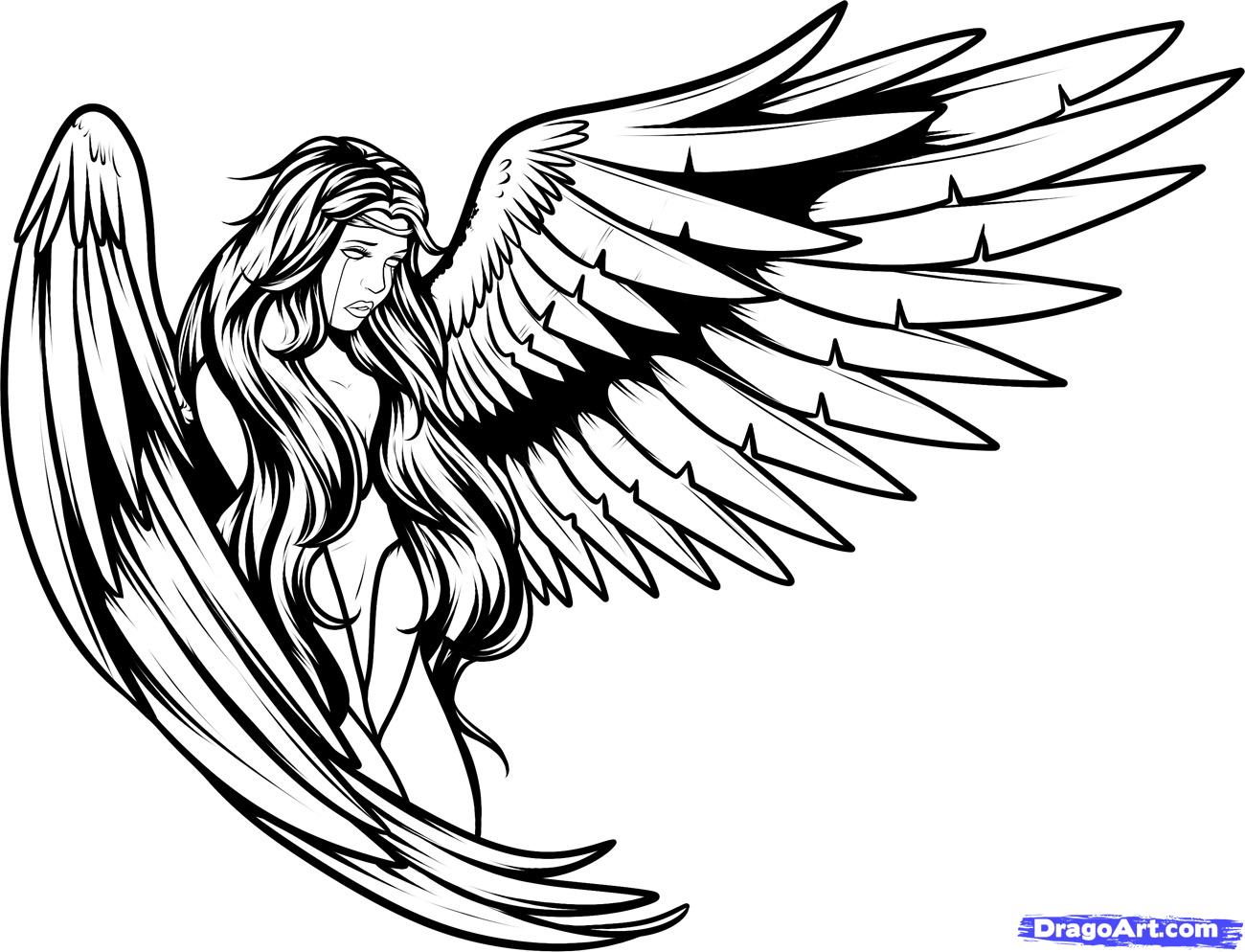 Free Black And White Angel Tattoos, Download Free Black And White Angel  Tattoos png images, Free ClipArts on Clipart Library