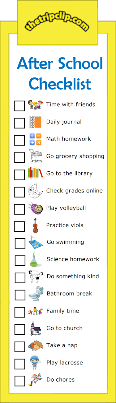 New After School Checklist Clipart 