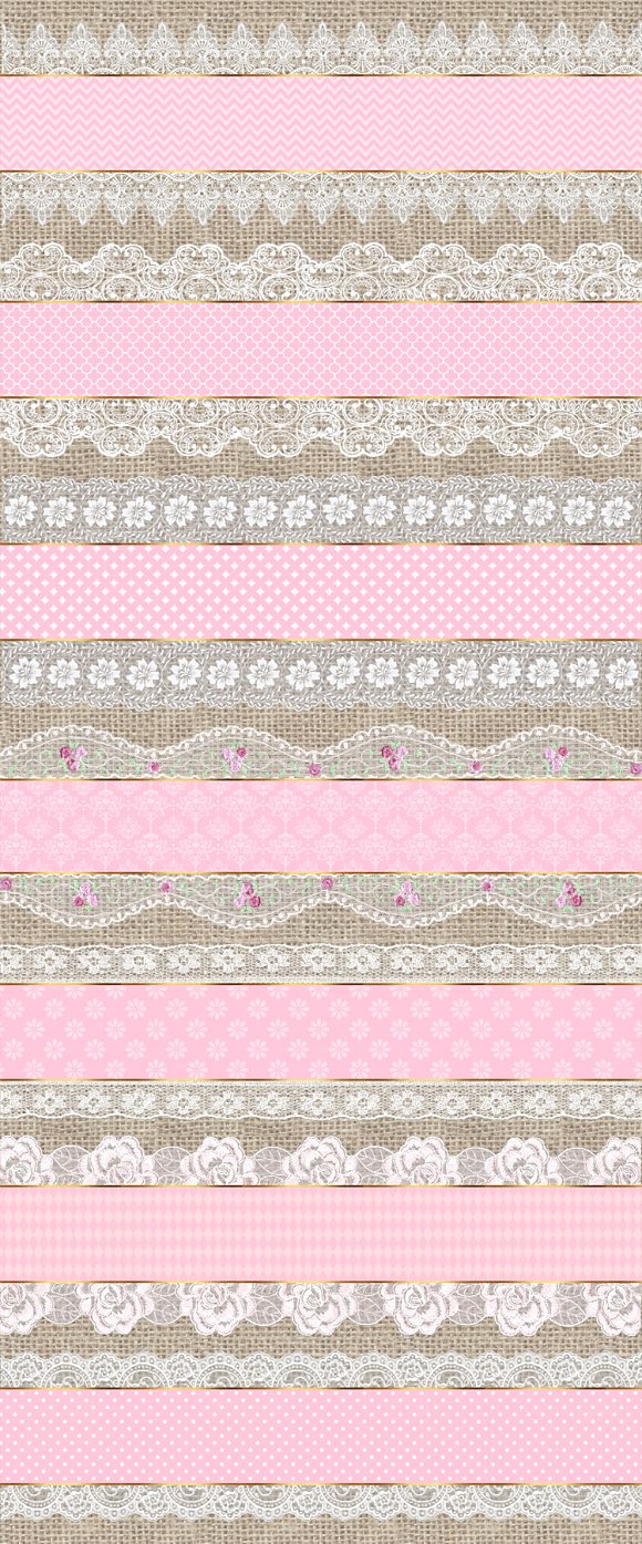 Pink and White Lace Trim Clipart ~ Graphics on Creative Market 