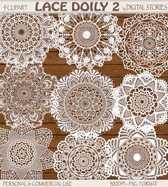 20 Lace Borders Digital Clipart: LACE TRIM BORDERS Black and 