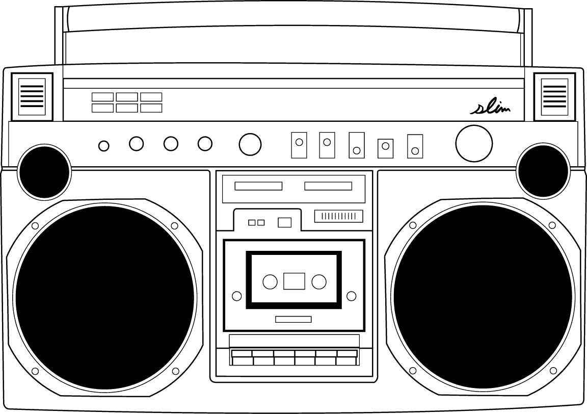 Boombox Drawing With Music Notes 58991 