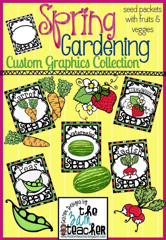 Spring Garden Clip Art: Seeds, Fruits  Veggies 