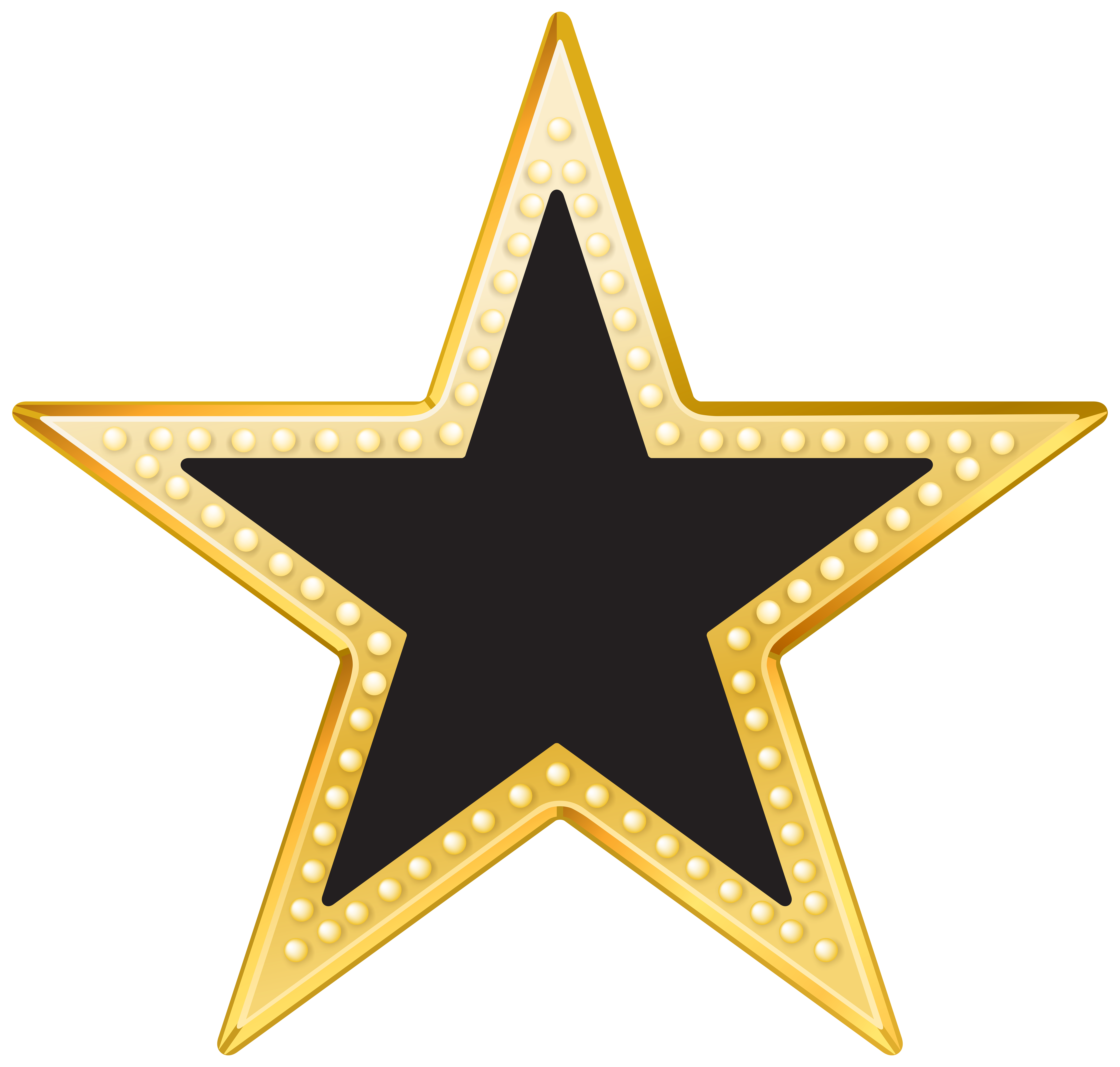 Gold and Black Star PNG Transparent Clip Art Image 