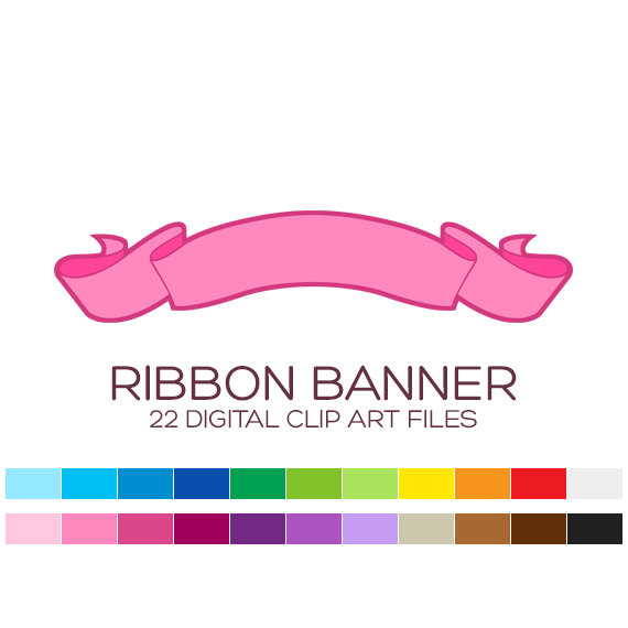 Ribbon Banner Clipart Digital Frames and Borders by coloryourway