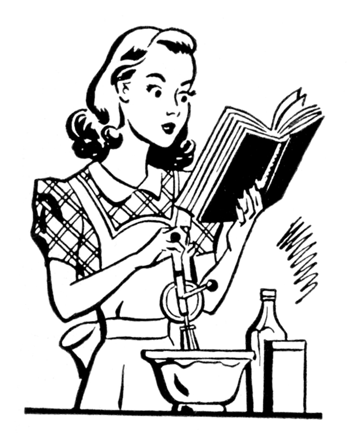 Vintage Woman Cooking Clipart 