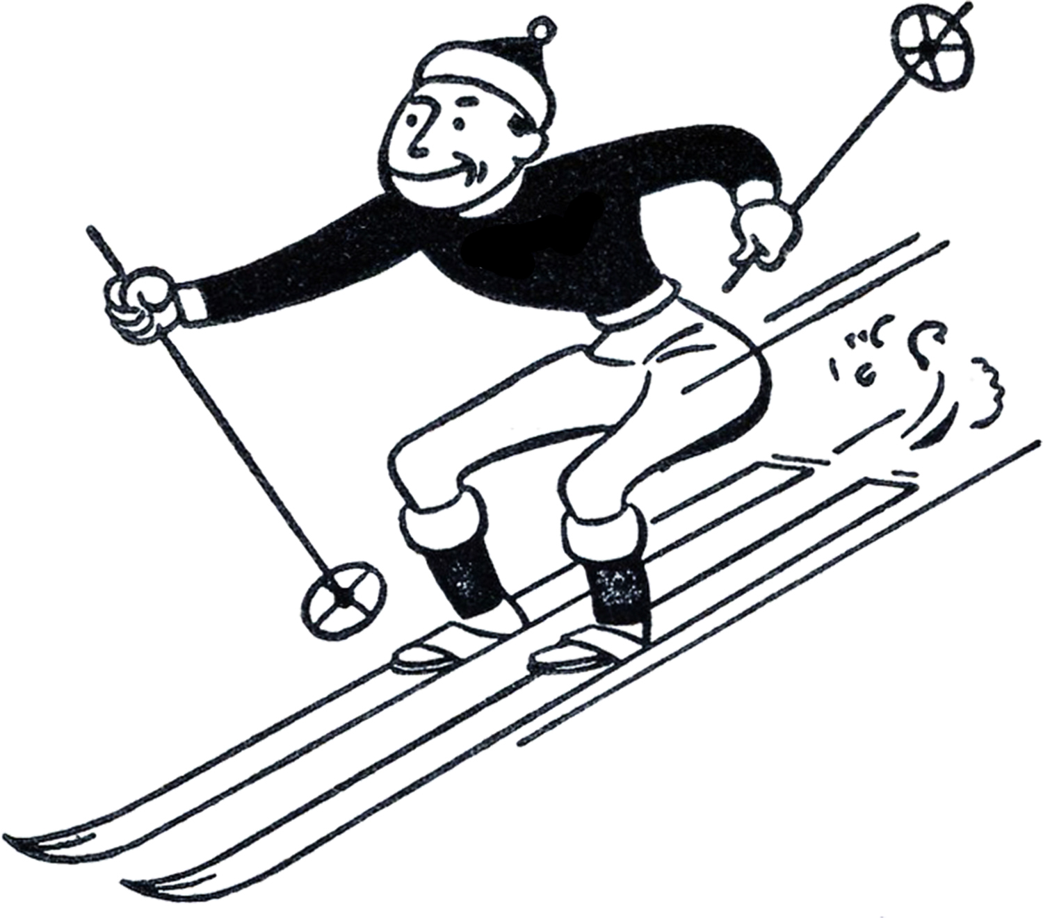 Funny Retro Skiing Clipart 