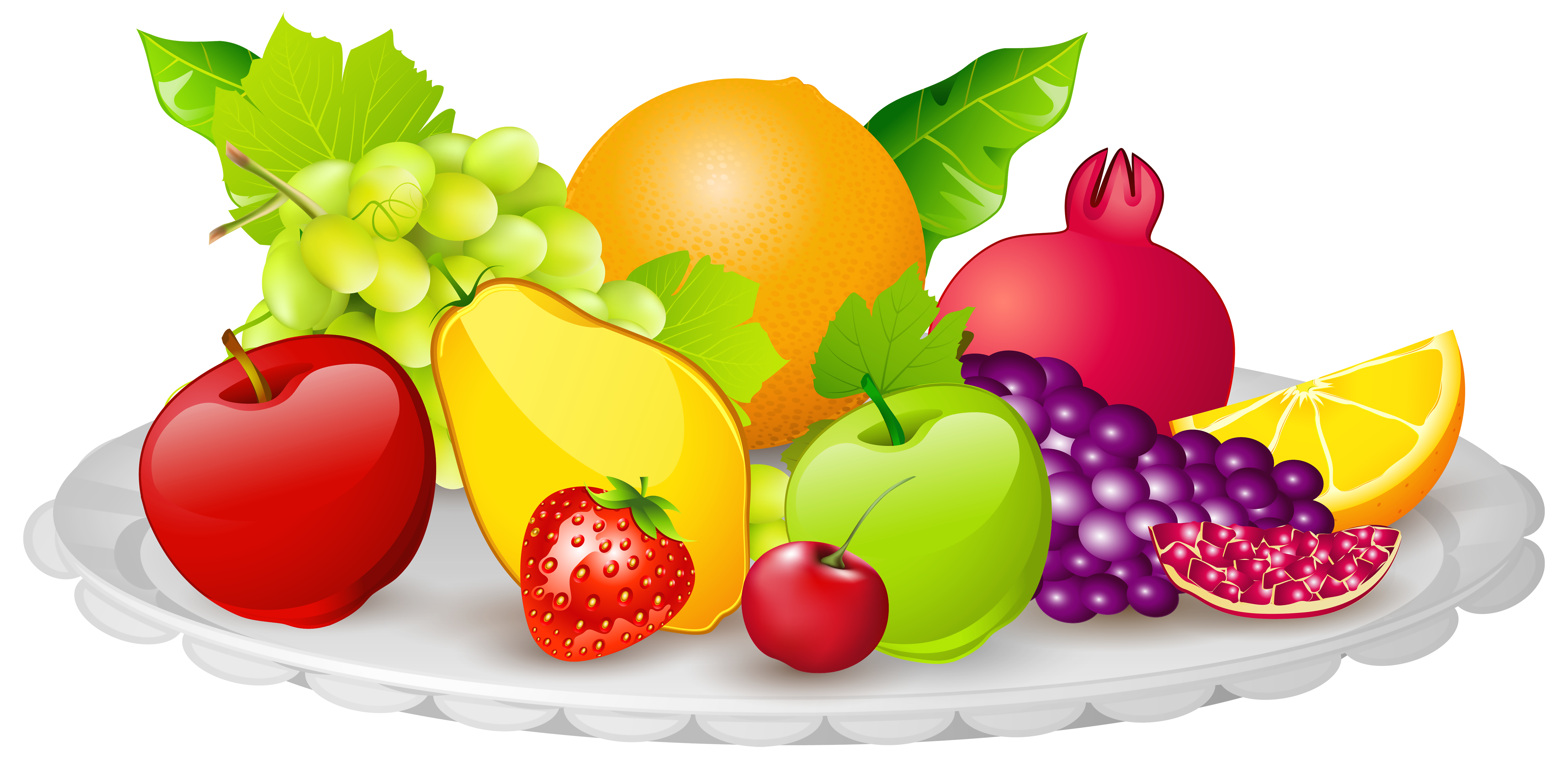 Plate with Fruits PNG Clipart Image 