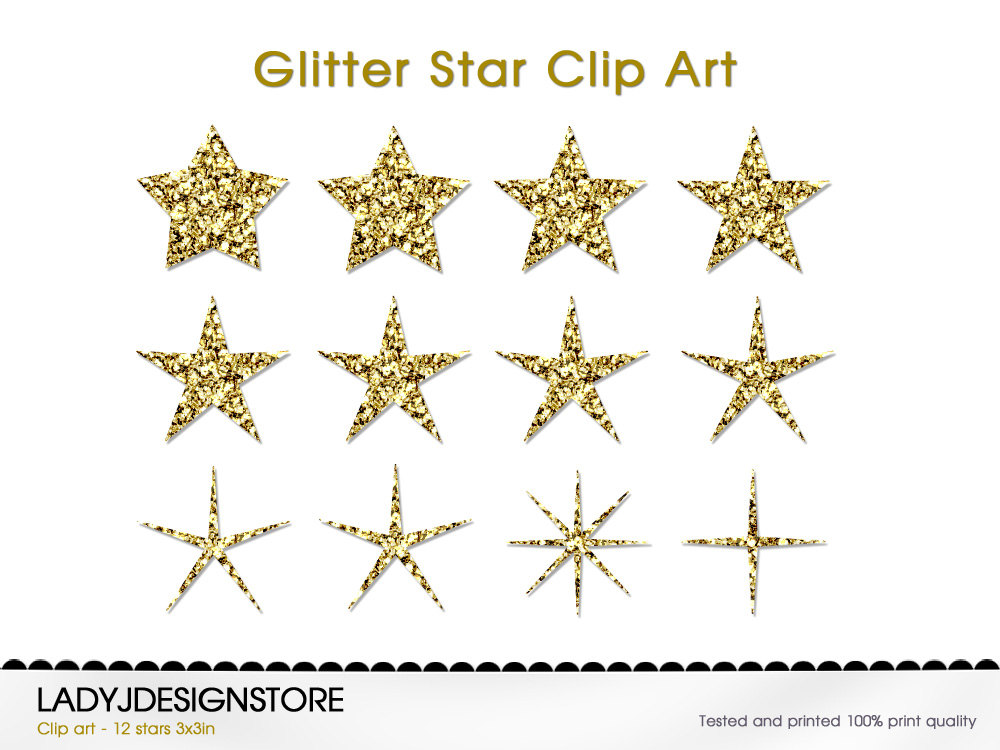 silver and multicolored star clip art Glitter Stars Clipart JPG /& PNG for DIY and commercial use Sparkly gold