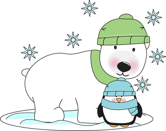 cute winter animals clipart black and white