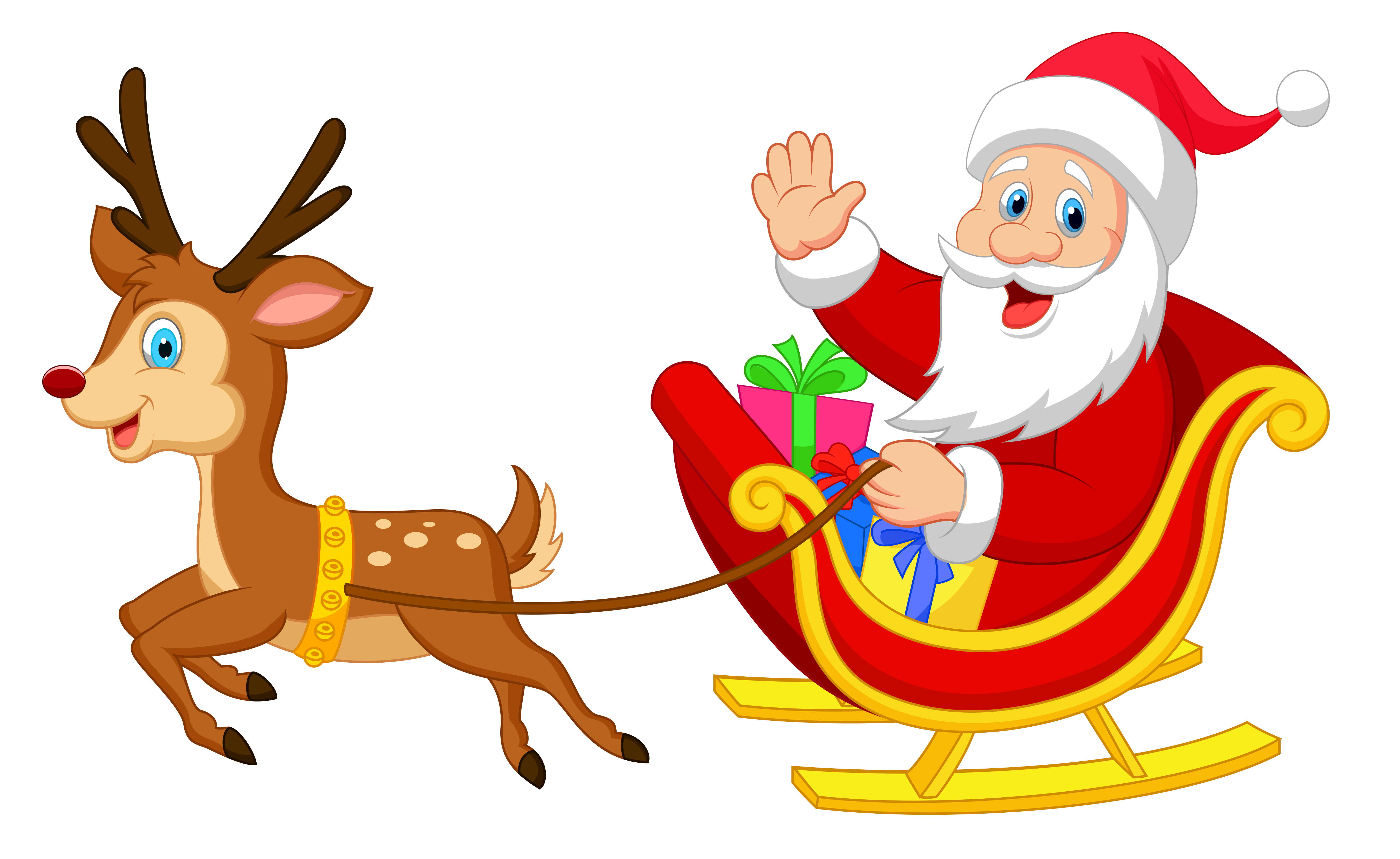 Transparent Santa with Rudolph PNG Clipart
