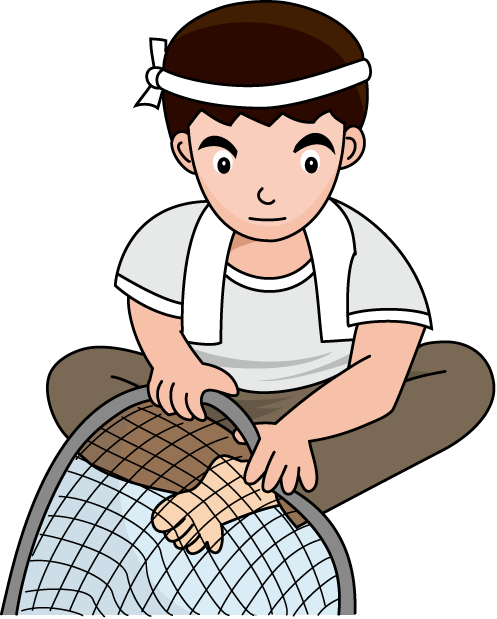 fisherman with net clipart black